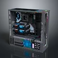 Premium Custom Computer Case Featuring RGB Lighting and Visible Internal Components 3d model