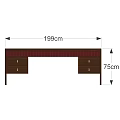 Dark Brown Wooden Desk With Drawers Red Accent Strip And Rectangular Top Design 3d model