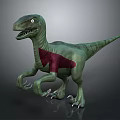 Realistic 3D Velociraptor Model With Green Body Red Chest And Sharp Claws 3d model