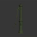 Grayish White Vintage Hand Water Pump With Long Handle Decorative Top And Base