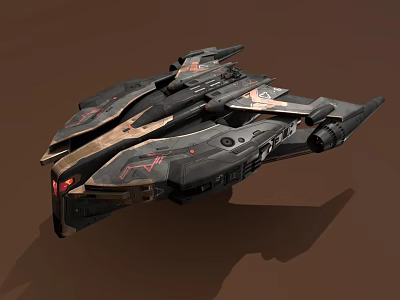 Sci Fi Spaceship 3D Render With Armored Hull And Detailed Engine Components 3d model