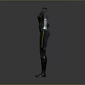 Futuristic Sci Fi Character In Gray Tight Fitting Armored Suit With Straps And Boots