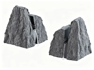 Natural Gray Rockery Stones With Textured Surface For Outdoor Garden Landscape 3d model