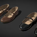 Classic Leather Mary Jane Shoes in Black Brown and Red