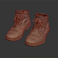 Brown Leather Boots With Laces Distressed Vintage Style Rubber Sole Casual Work Wear