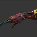 Mechanical Prosthetic Hand With Red Green Yellow Colors Metallic Texture And Detailed Fingers
