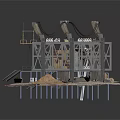Industrial Mechanical Structure With Platform Staircases Pipes And Metal Frames