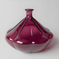 Elegant Fuchsia Glass Vase With Curved Design And Glossy Surface