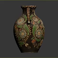 Elegant Decorative Vase With Two Handles Colorful Phoenix And Floral Patterns