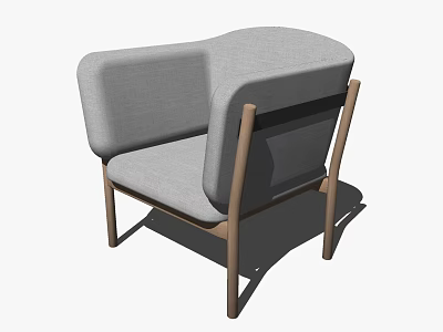 Modern Gray Accent Chair With Wide Armrests And Wooden Frame Design 3d model