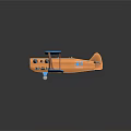 Biplane Passenger Plane Model With Orange Body Blue Wings And Details