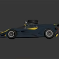 Blue And Yellow Race Car With Sleek Design And Roof Lights
