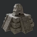 Ancient Architecture Pyramid Like Structure With Gray Stone Bricks Stone Steps And Upper Temple 3d model