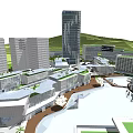 Modern Office Building With Glass Facade And Green Landscaping In Urban Area