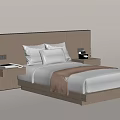 Modern Single Bed With Wooden Headboard White Sheets Pillows And Nightstand