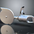 Silver Metal Hardware Tool With Serrated Blade And Ergonomic Handle For Cutting 3d model