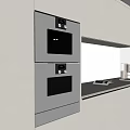 Modern Built in Stainless Steel Kitchen Appliances With White Cabinets And Countertop