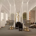 Modern Beauty Salon Interior With Styling Chair Round Mirror And Soft Lighting