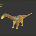 3D Rendered Sauropod Dinosaur With Orange Body Blue Patterns And White Spikes Against Gray Background