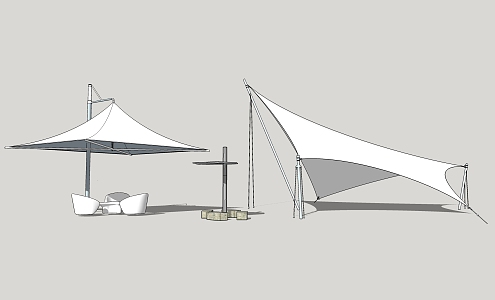 Modern tensioned membrane structure 3d model