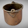 Vintage Copper Bucket Featuring Rustic Patina And Two Metal Handles