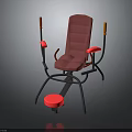 Stylish Multifunctional Chair With Red Seat Orange Armrests Red Footrest And Black Frame