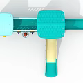 Teal And Yellow Playground Equipment With Slides Climbing Ladder And Canopy Platform