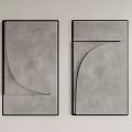 Minimalist Gray Wall Decor With Black Frame And Geometric Abstract Design 3d model