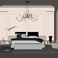 Elegant Modern Bedroom Interior Design With Large Bed Chandelier And Accent Chair