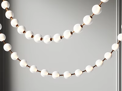 Contemporary Modern Chandelier With White Globe Lights And Copper Chain Frame Design 3d model