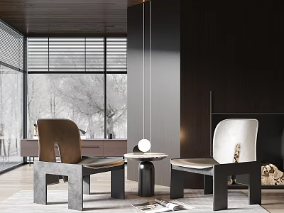 Elegant Modern Kitchen Table And Chair Set With Marble Top And Metal Frame 3d model