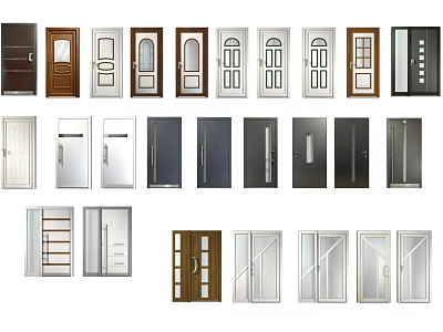 Modern swing door solid wood door metal gate single door bedroom door 3d model