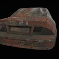 Rusty Old Car With Damaged Body And Corroded Wheels On Black Background 3d model