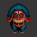 Vibrant Game and Movie Character With Cat Like Face Rooster Comb Blue Feathered Tail