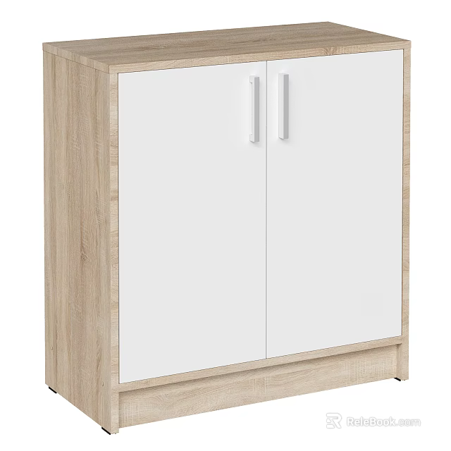 Modern Entryway Console Cabinet With White Doors And Light Wood Frame 3d model 