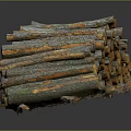Stacked Natural Wooden Logs with Rustic Brown and Gray Surface Texture