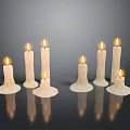 Elegant Lit Candles of Various Heights on Black Surface with Reflections