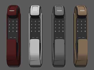 Smart Door Locks In Various Colors With Digital Keypad And Handle Design 3d model