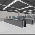 Modern Spacious Control Room Office Desks With Complete Set Of Monitors And Ergonomic Office Chairs