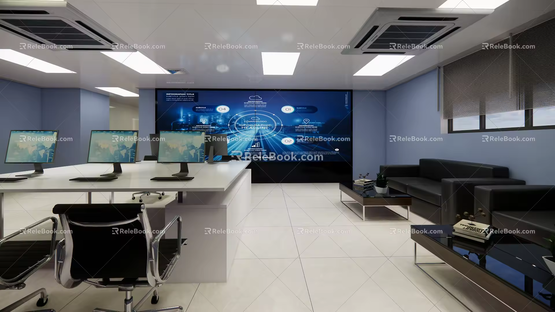 modern monitoring room 3d model