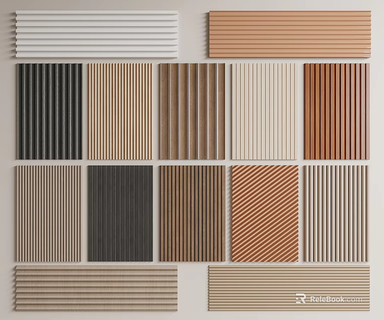 Different Colored Wall Panels for Interior Design with Various Textures and Styles 3d model 