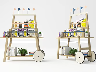 Modern bookshelf car 3d model