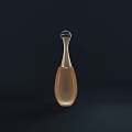 Elegant Brown Perfume Bottle With Slim Body And Black Spherical Cap On Dark Background
