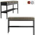 Stylish Modern Functional Table Featuring Black Frame Gray Drawers Metal Handles And Lower Shelf
