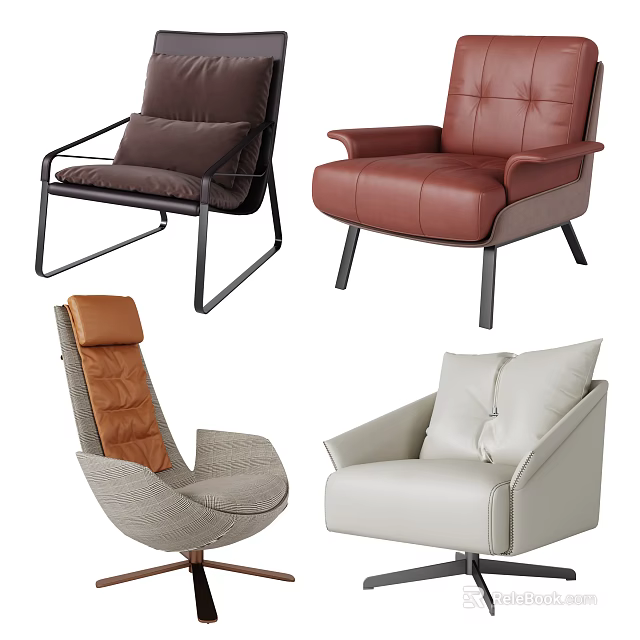 Modern Single Seater Sofa with Various Stylish Designs and Colors 3d model