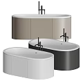 Modern Freestanding Bathtubs in Different Colors with Black Faucets and Sleek Design