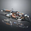 Futuristic Sci-Fi Weapon With Detailed Metallic Components Barrel Grip And Orange Accents