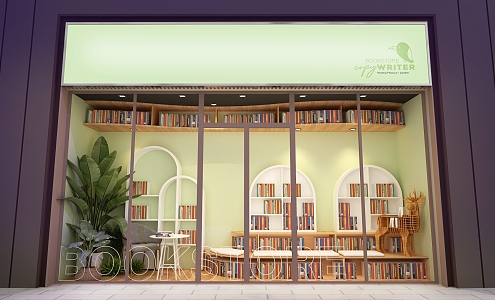 Modern window bookstore window 3d model