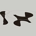 Two Coffee Tables Featuring Glass Top and Black Unique Curved Design Base 3d model