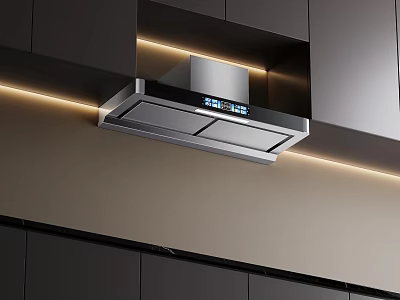 Modern Kitchen Range Hood With Built in Design LED Light Strip And Digital 3d model